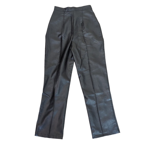 Princess Polly Black Faux Leather Cropped Ankle High Rise Pants - Picture 6 of 11